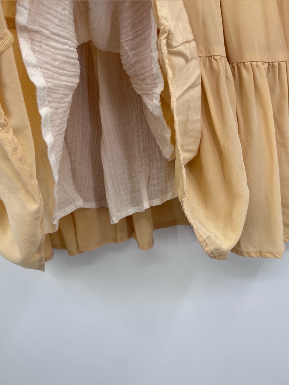 Christy Dawn XS / Small Light Yellow Tiered Long Sleeve Mini Phoenix Dress - Picture 7 of 9